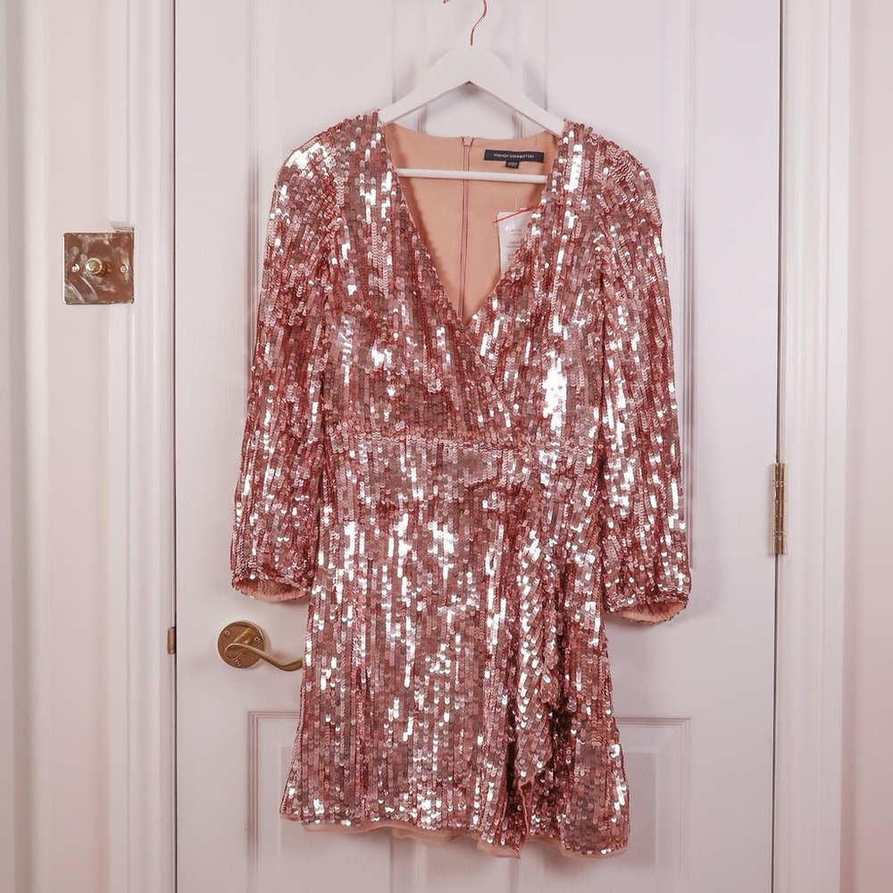 French Connection Rose Gold Sequin Romper/Playsuit